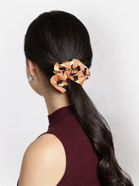 Tan Color Printed Headband and Scrunchy