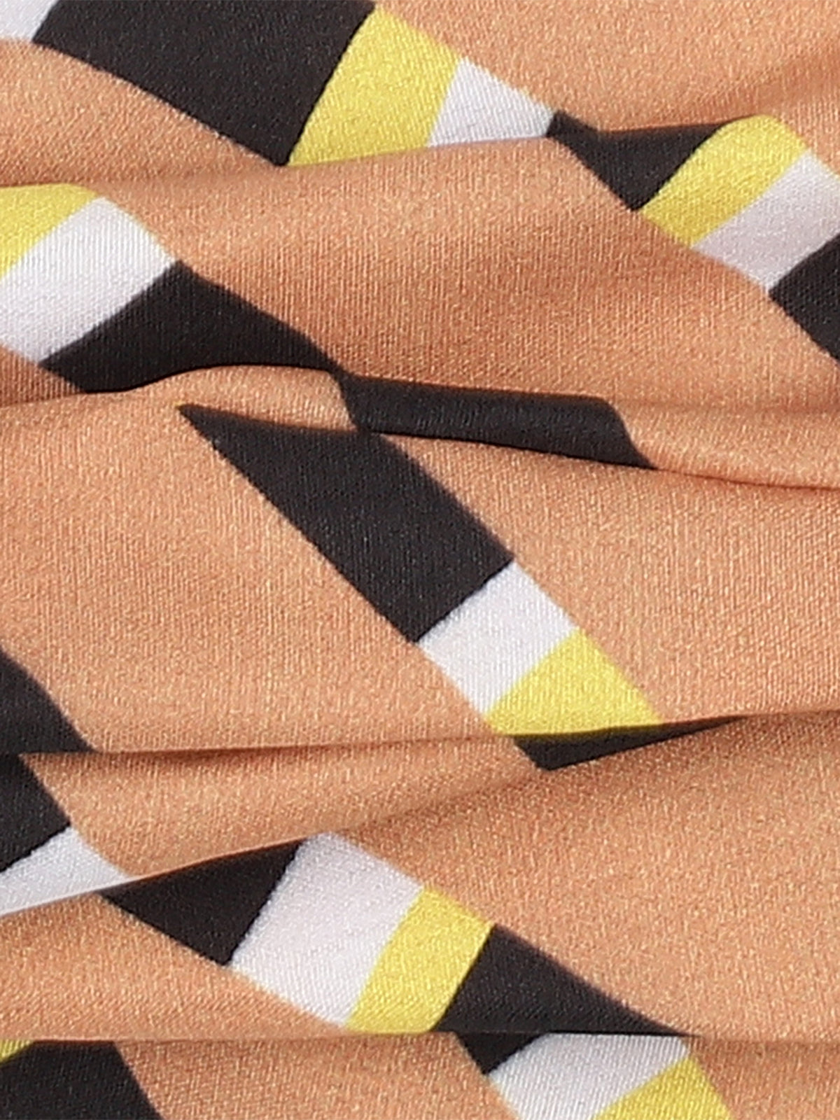 Tan Color Printed Headband and Scrunchy