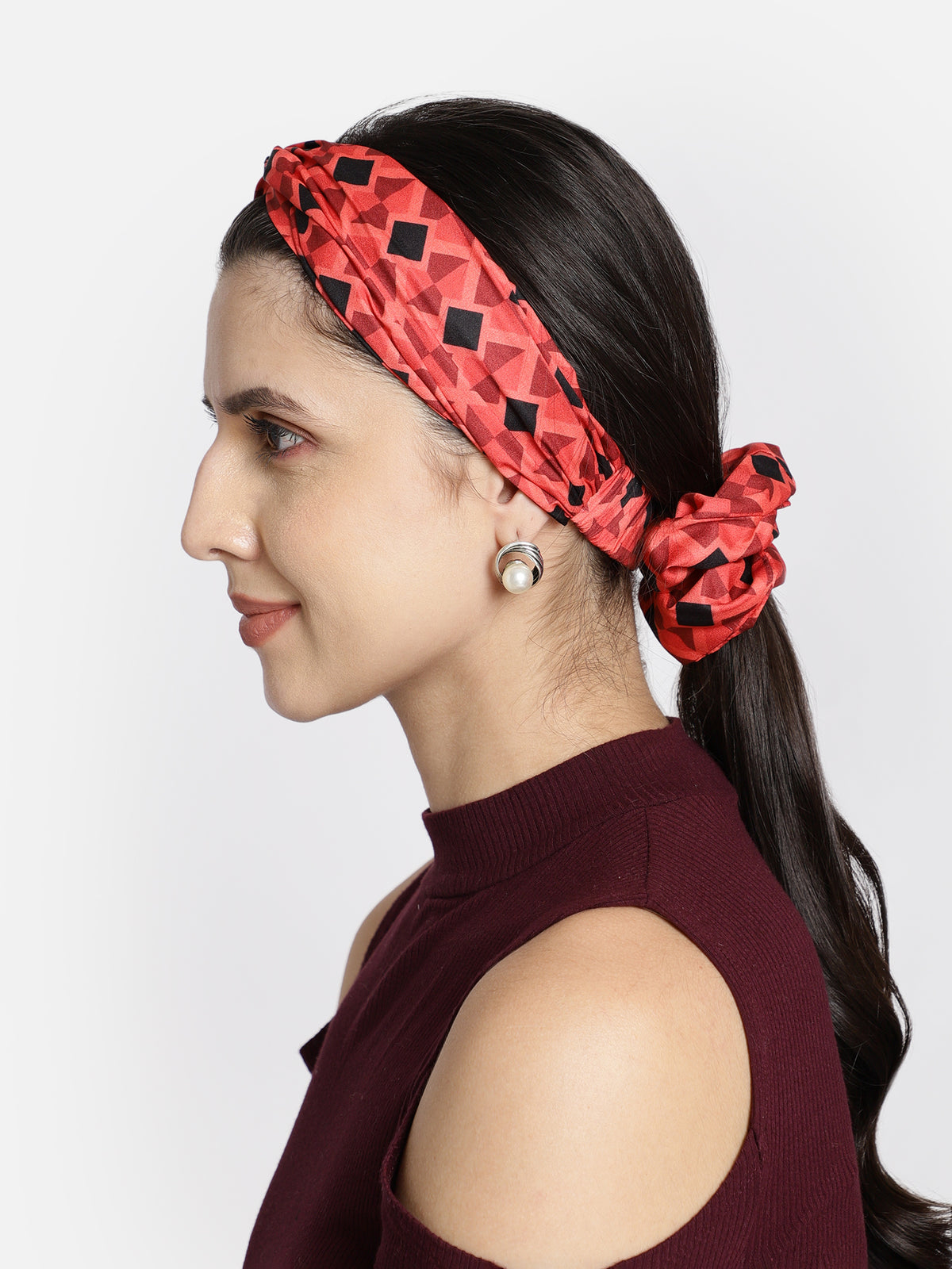 Pink Color Printed Headband and Scrunchy Combo Pack