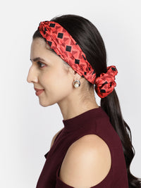 Pink Color Printed Headband and Scrunchy Combo Pack