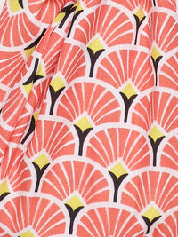 Orange Color Printed Headband and Scrunchy