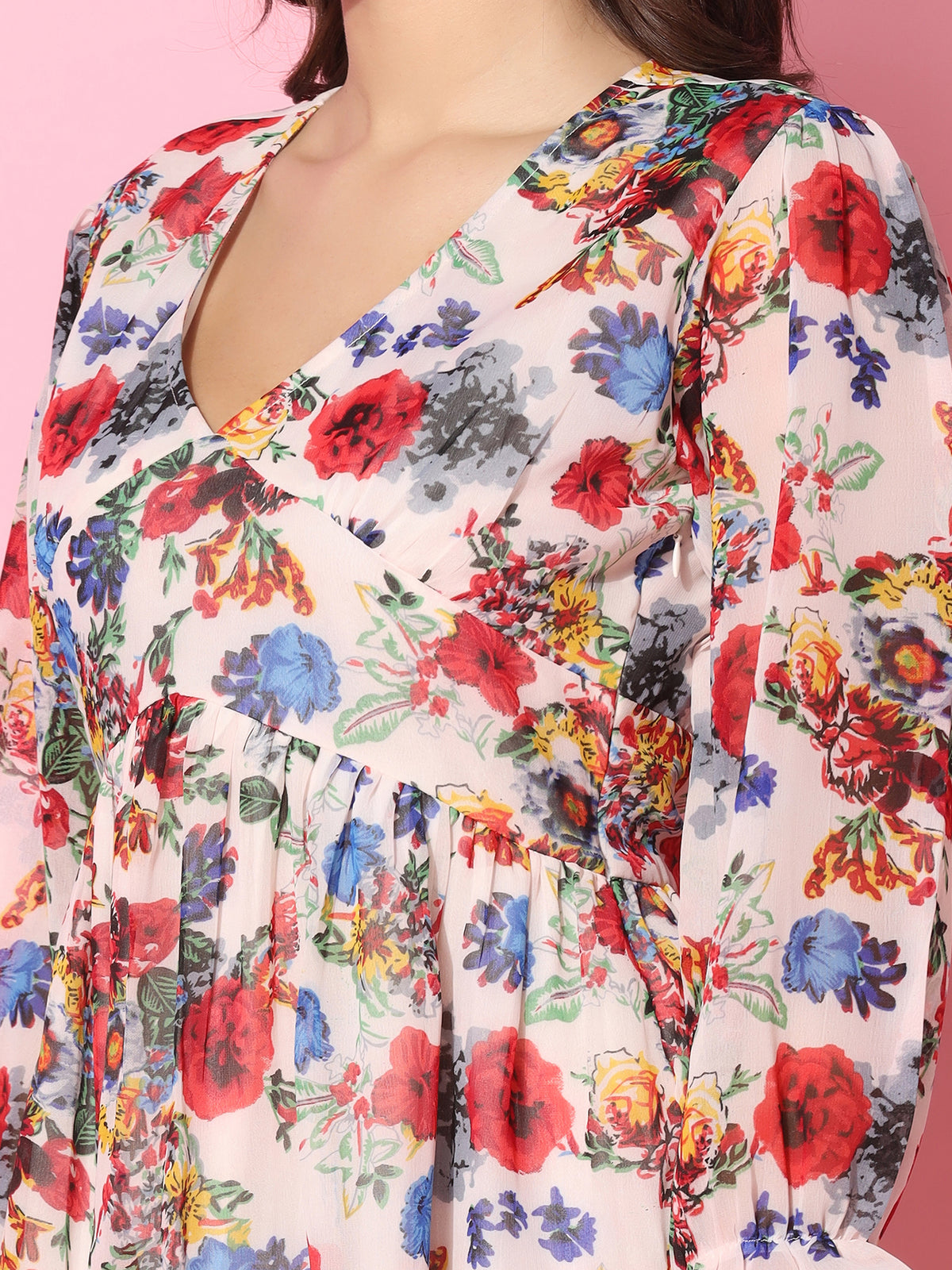 Women Floral Printed Beige Skater Dress