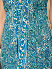 Aditi Wasan Printed  Turquoise Maxi Dress