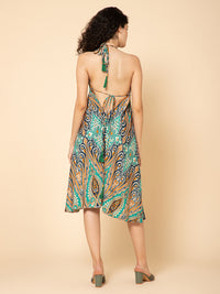 Aditi Wasan Green Printed Midi Dress – Flowy, Stylish & Comfortable