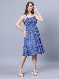 Blue Leharia Print Viscose Freesize Dress