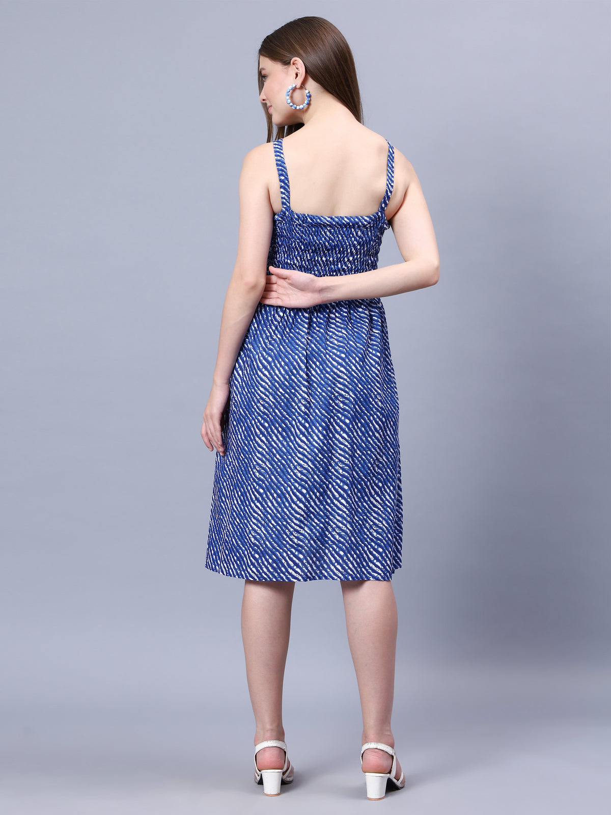 Blue Leharia Print Viscose Freesize Dress