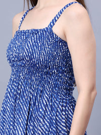 Blue Leharia Print Viscose Freesize Dress