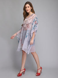 White printed polyester kaftan