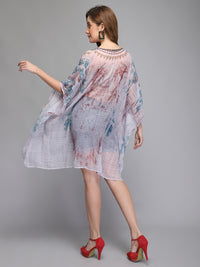 White printed polyester kaftan