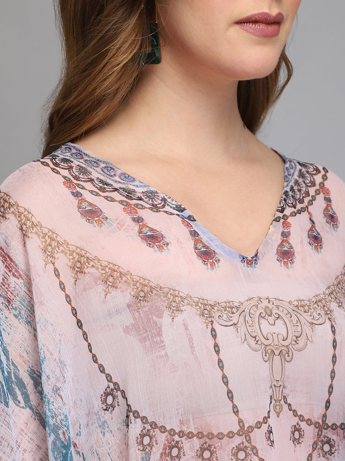 White printed polyester kaftan