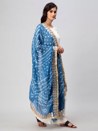 Aqua Dyed Bandhani Embellished Silk Blend Dupatta