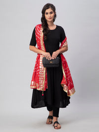 Red Bandhani Silk Blend Dupatta
