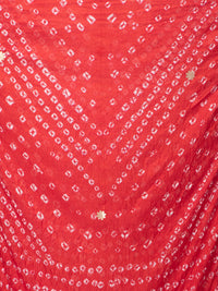 Red Bandhani Silk Blend Dupatta