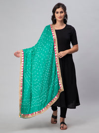 Light Green Bandhani Silk Blend Dupatta
