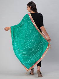 Light Green Bandhani Silk Blend Dupatta