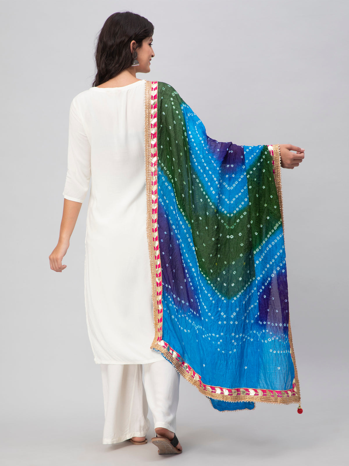 Multicolor Bandhani Silk Blend Dupatta