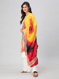 Multi-Color Bandhani Silk Blend Dupatta