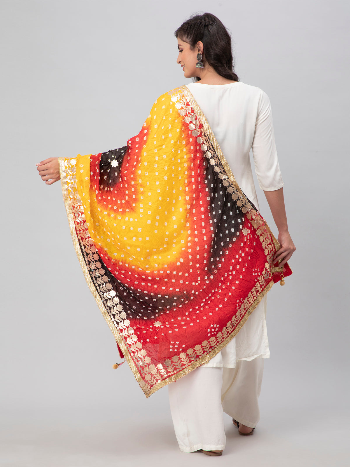 Multi-Color Bandhani Silk Blend Dupatta