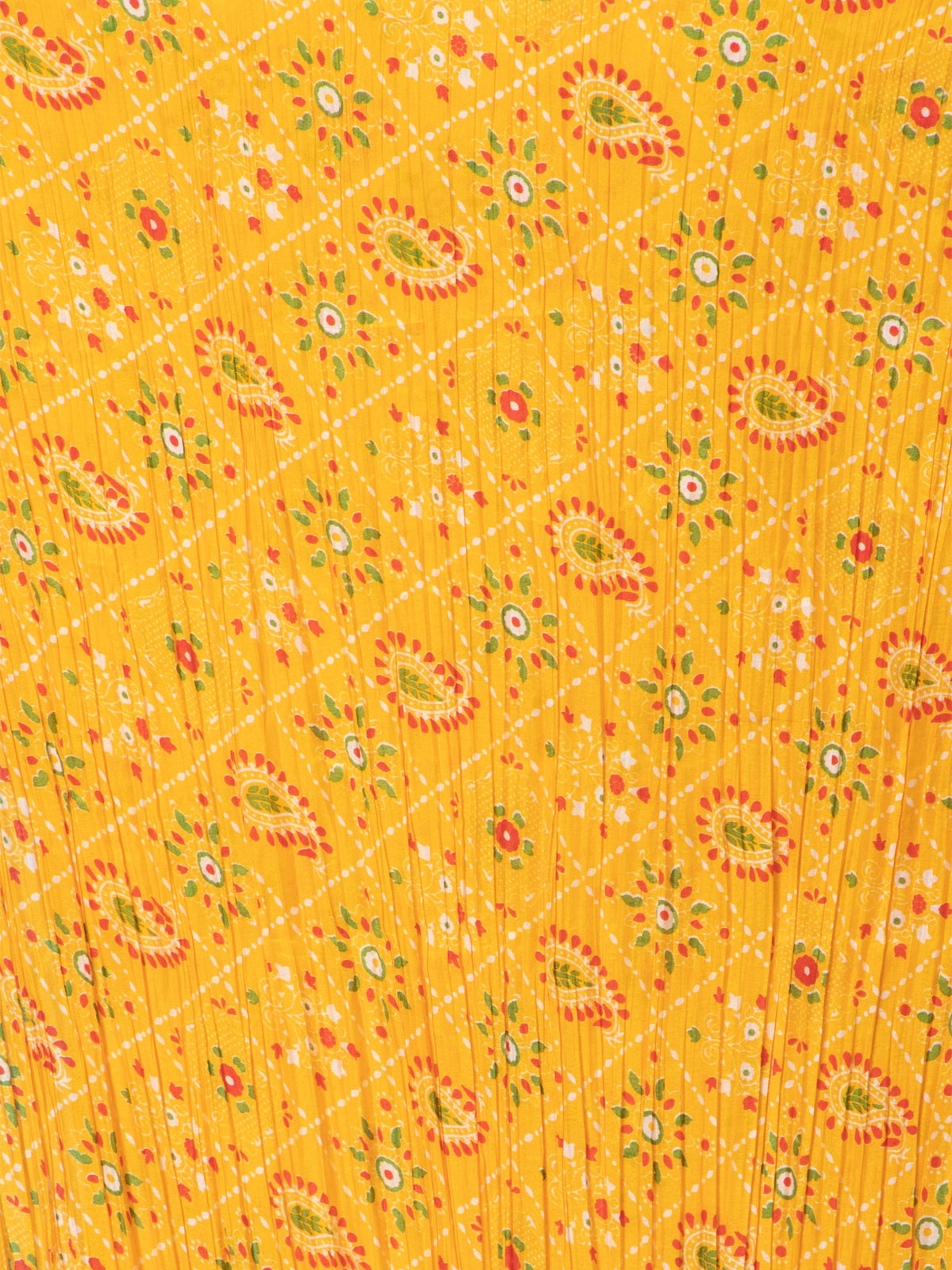 Yellow Printed Crushed Dupatta