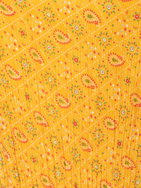 Yellow Printed Crushed Dupatta