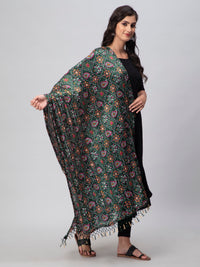 Green Printed Silk Blend Dupatta