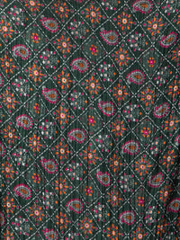 Green Printed Silk Blend Dupatta