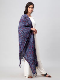 Blue Printed Silk Blend Dupatta