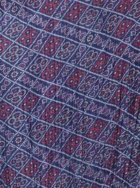 Blue Printed Silk Blend Dupatta