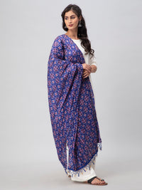Blue Printed Silk Blend Dupatta