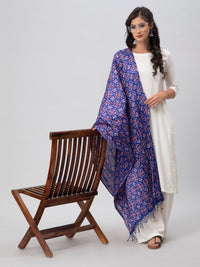 Blue Printed Silk Blend Dupatta