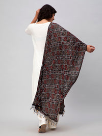 Black Printed Silk Blend Dupatta