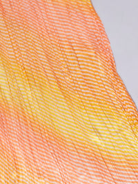 Orange Multicolor Ethnic Printed Striped Cotton Dupatta with Tasseled Border