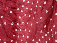 Jaipuri Chiffon Red Ethnic Bandhani Print Tie-Dye Dupatta with Golden Lace Border