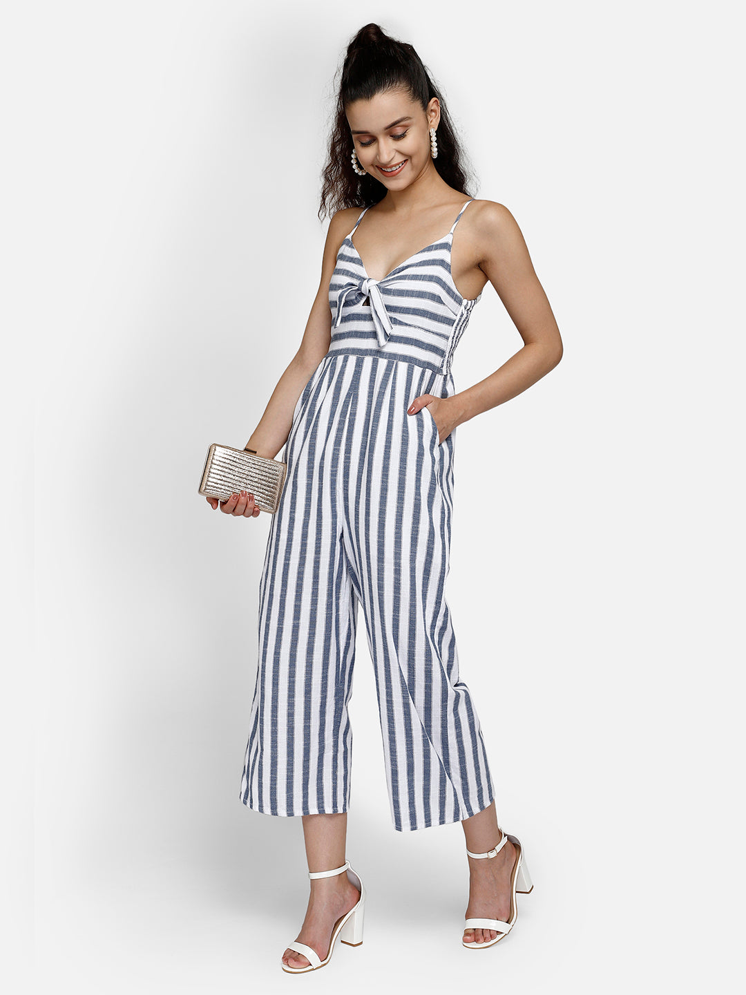 Stripe printed jumpsuit