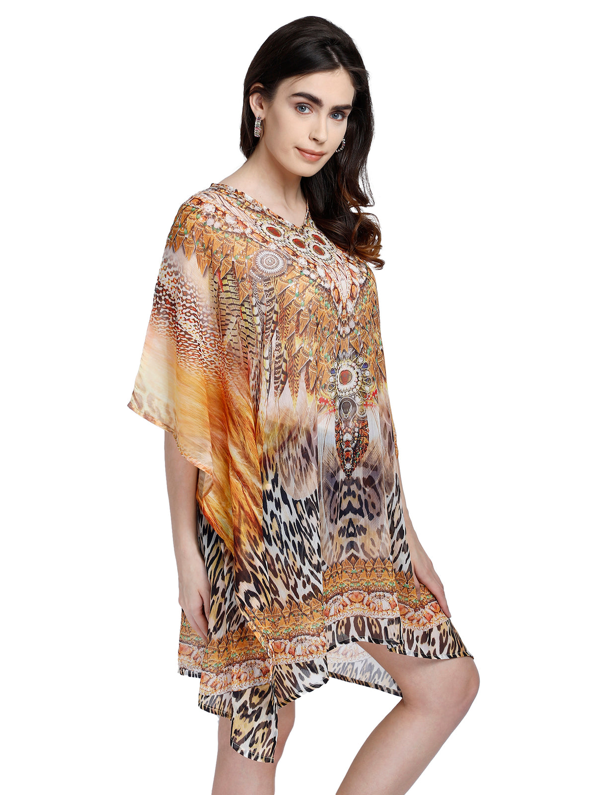 Printed Multi-Color Beachwear Kaftan