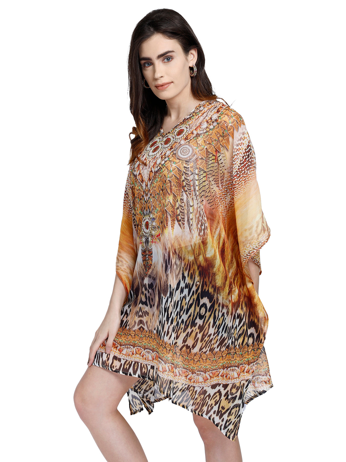 Printed Multi-Color Beachwear Kaftan