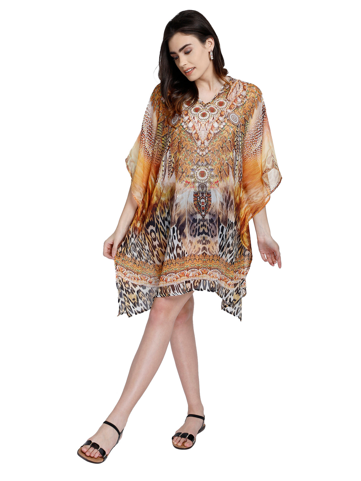 Printed Multi-Color Beachwear Kaftan