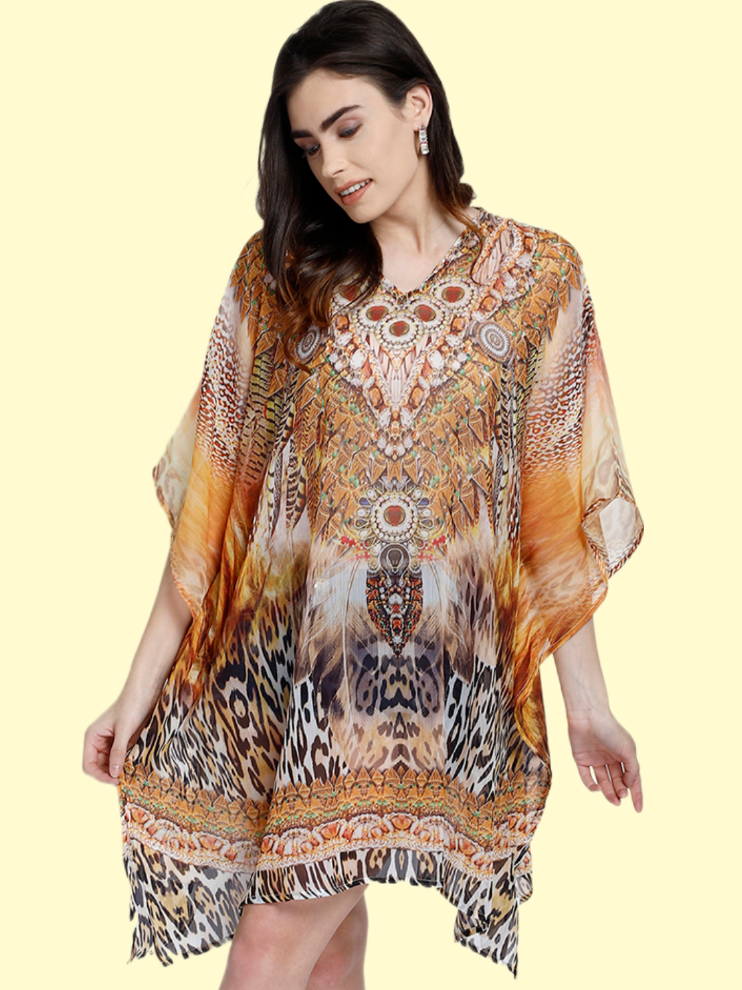 Printed Multi-Color Beachwear Kaftan