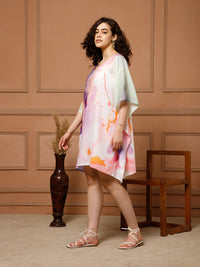 Aditi Wasan V-Neck Cotton Lavender-Purple Midi Kaftan Kurti