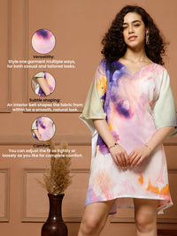 Aditi Wasan V-Neck Cotton Lavender-Purple Midi Kaftan Kurti