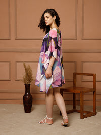 Aditi Wasan V-Neck Cotton Purple Midi Kaftan Kurti