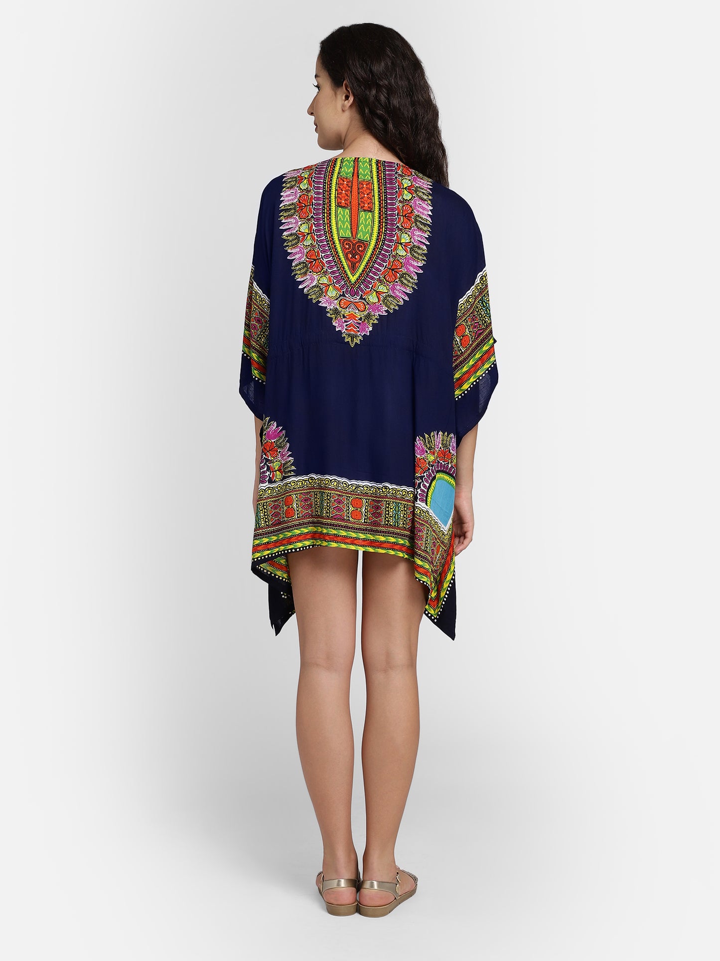 Navy blue printed free size kaftan