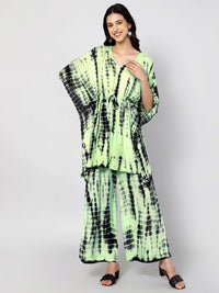 Green & black tie and dye kaftan set