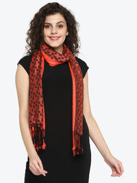 Orange Jacquard Viscose Women's Stole