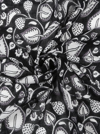 White & Black Floral Printed Women's Stole