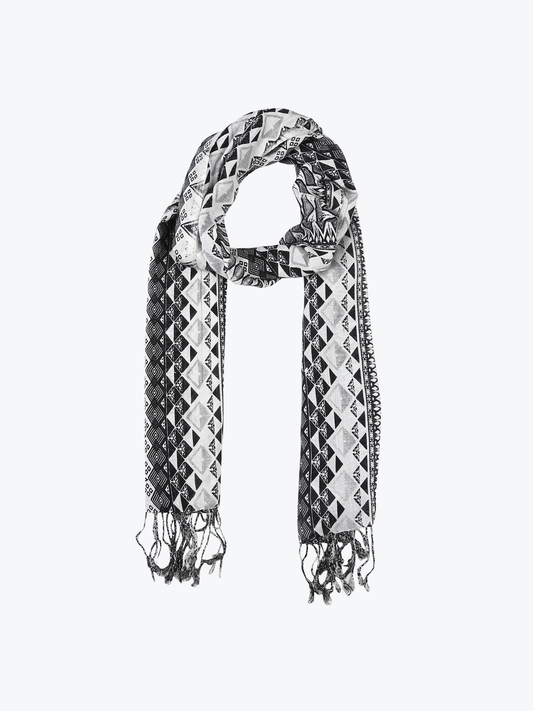 White & Black Printed Women's Stole