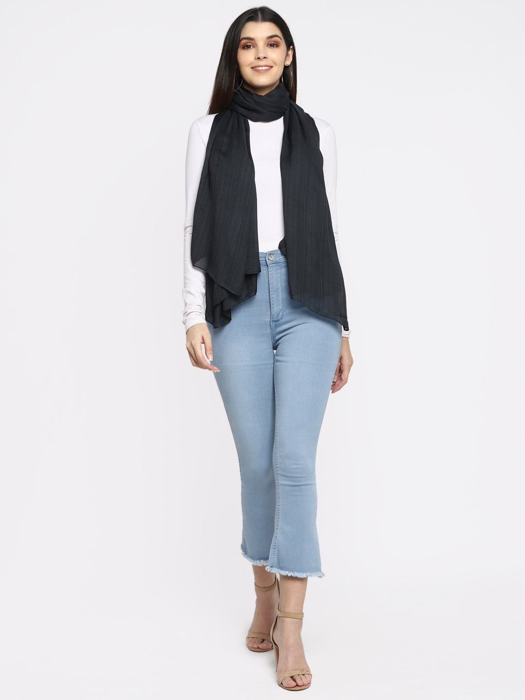 Charcoal Black Textured Stole