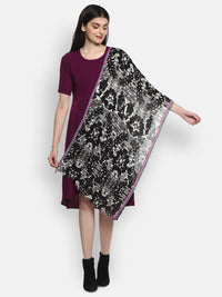 White and Black Printed Women's Stole
