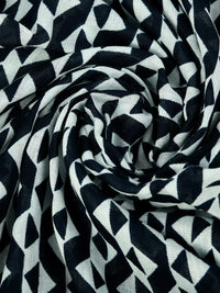 White & blue printed viscose stole