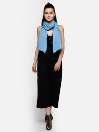 Blue viscose stole with jacquard border and hem stitched with nice-soft feel and touch